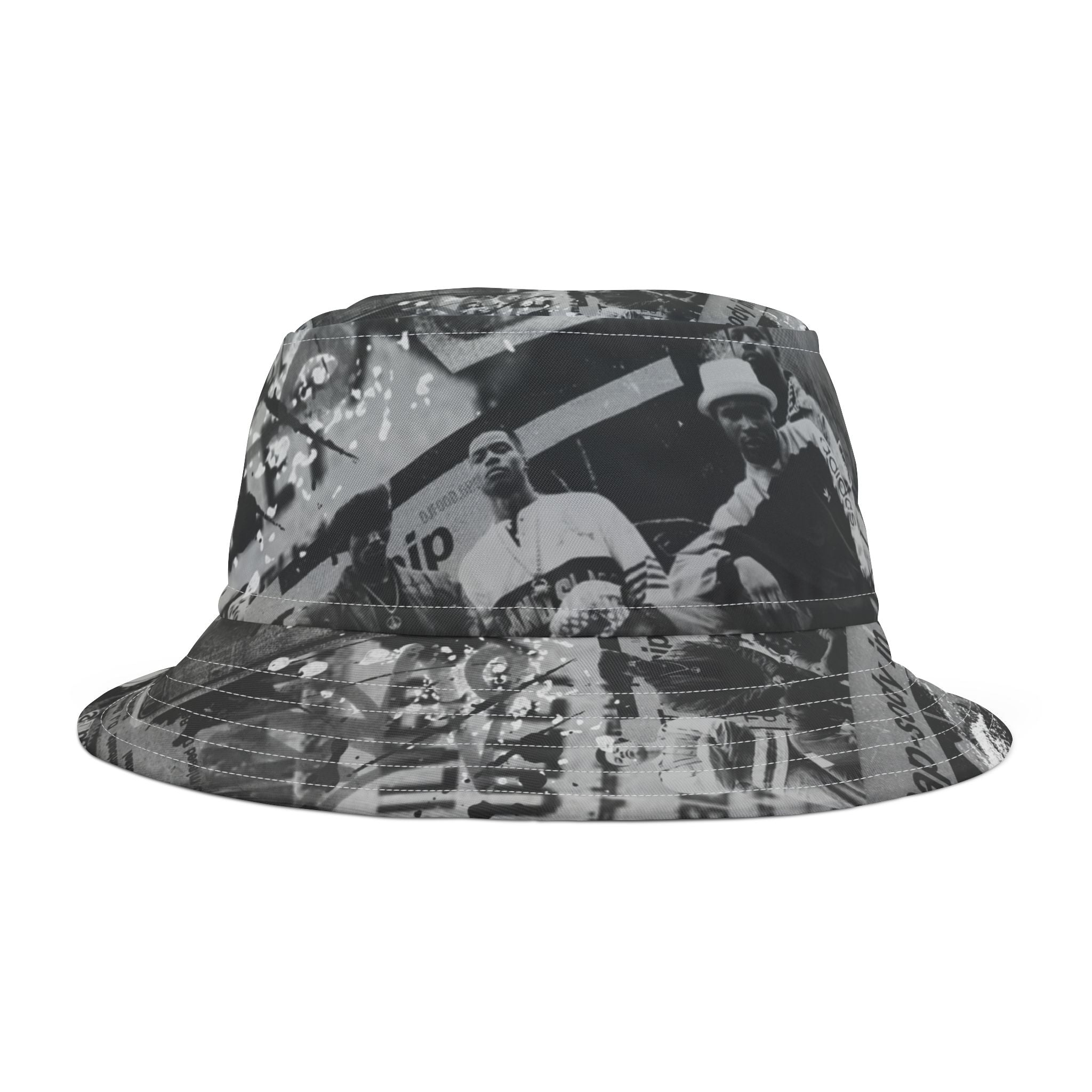 Honor the Culture Black & White Bucket Hat – Vintage Photo All-Over Print
