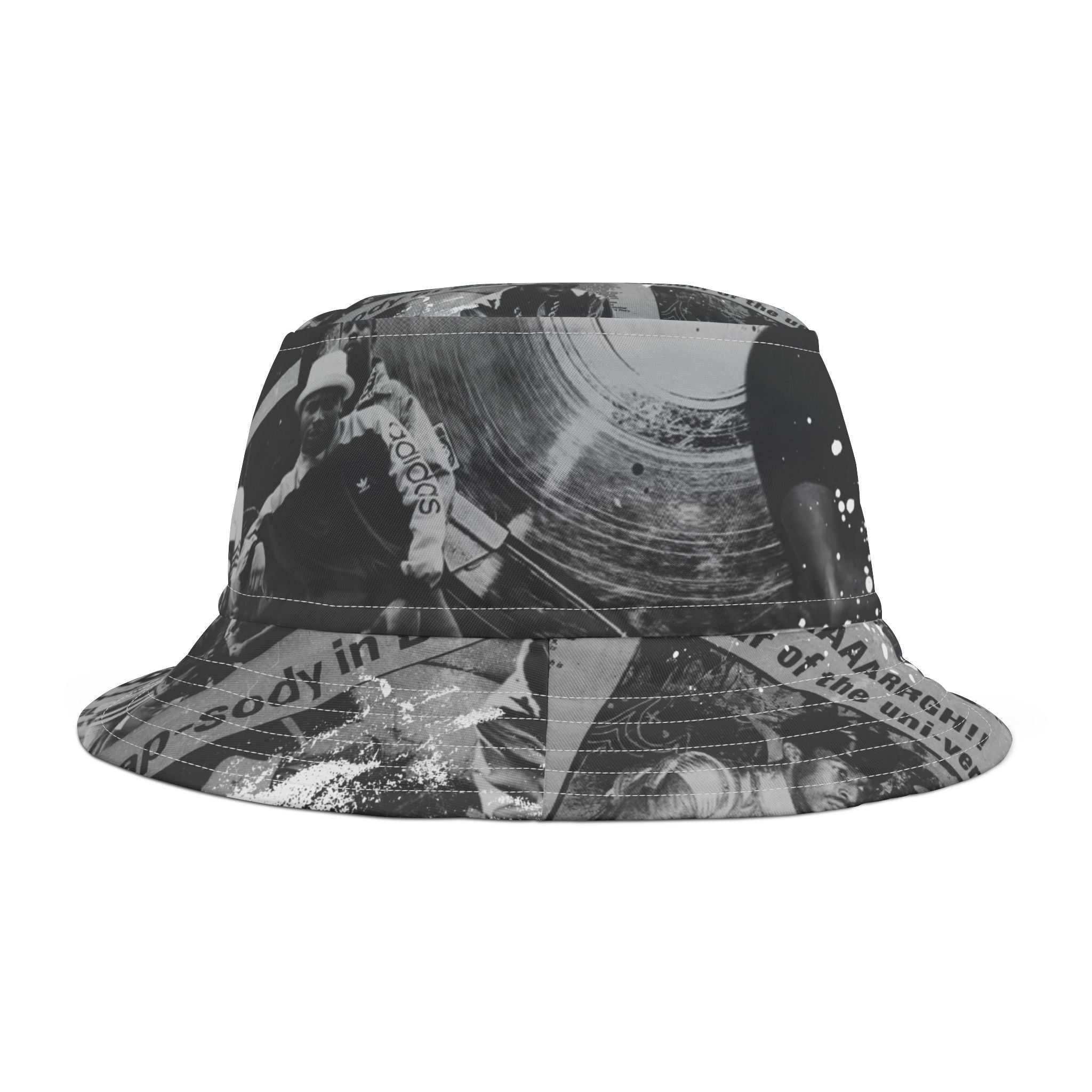 Honor the Culture Black & White Bucket Hat – Vintage Photo All-Over Print