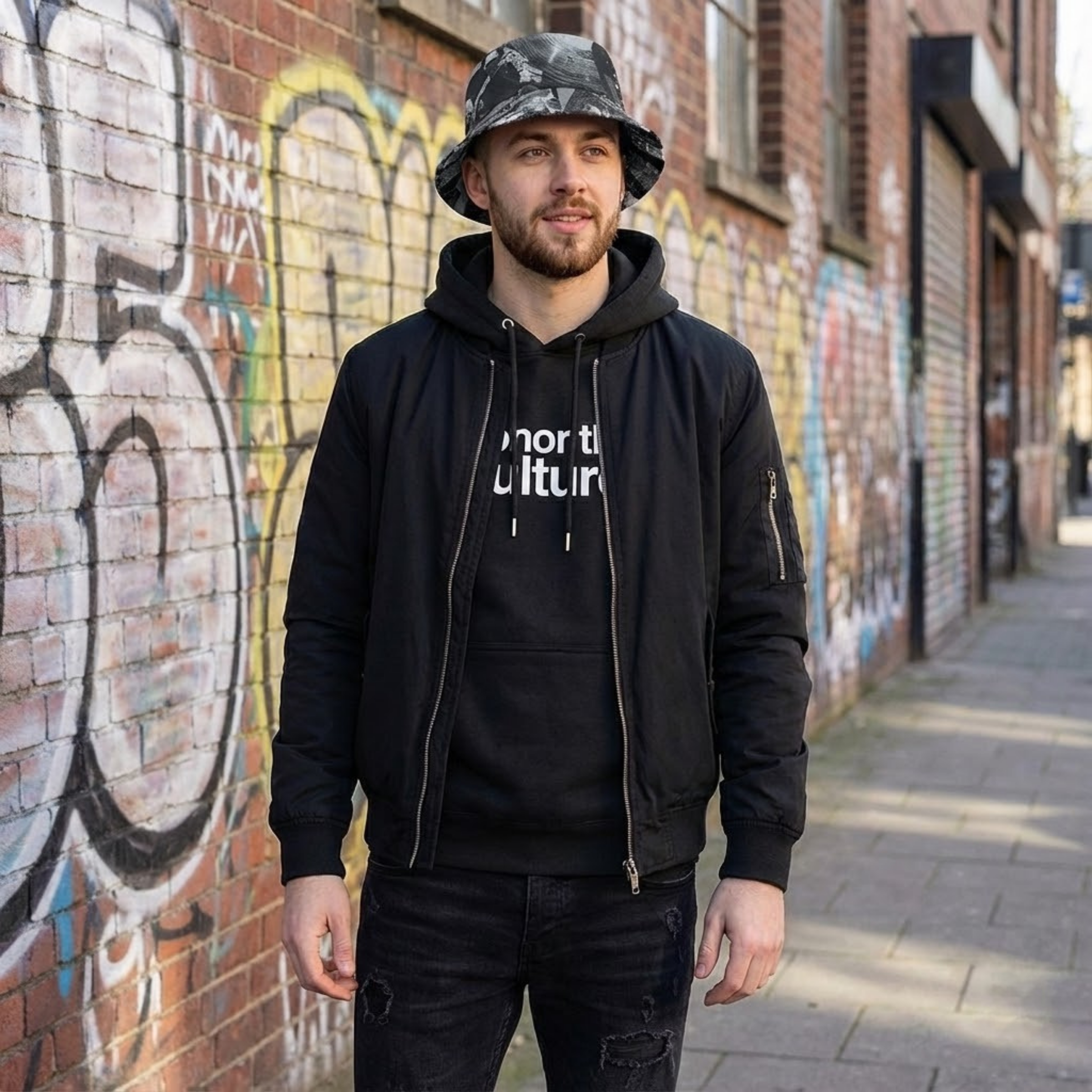 Honor the Culture Black & White Bucket Hat – Vintage Photo All-Over Print